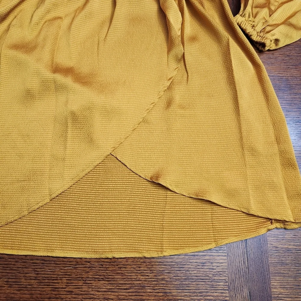 Michael Kors Gold mini Dress size 1x NWT lightweight silky bold elastic waist - Picture 10 of 12